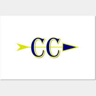 Cross Country CC logo with arrow in blue and gold Posters and Art